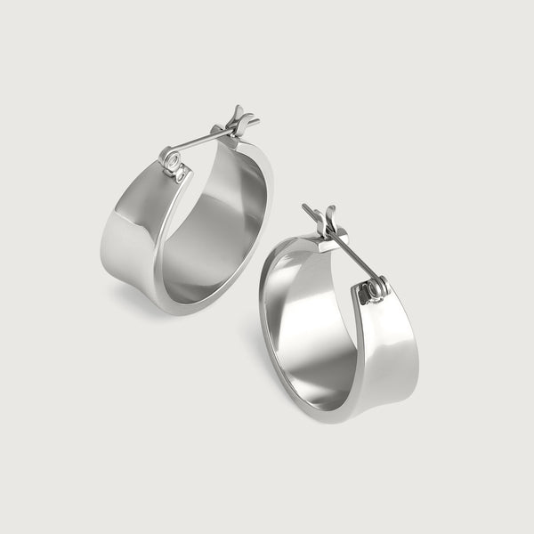 Vienna Silver Hoops — Wide Chunky Silver Hoop Earrings, Waterproof