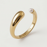 beautiful gold plated ring with small freshwater pearl