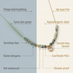 Comparison chart between 'Them' and Kaleya Studio jewelry, highlighting differences in material quality and features.