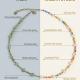 Comparison chart between 'Them' and 'Kaleya Studio' necklaces on a white background.