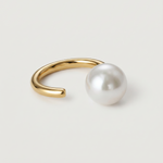 18k gold plated ring with big natural freshwater pearl