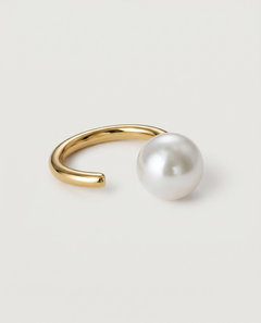 18k gold plated ring with big natural freshwater pearl