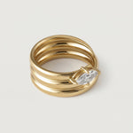 bold statement gold plated ring with big zirconia stone