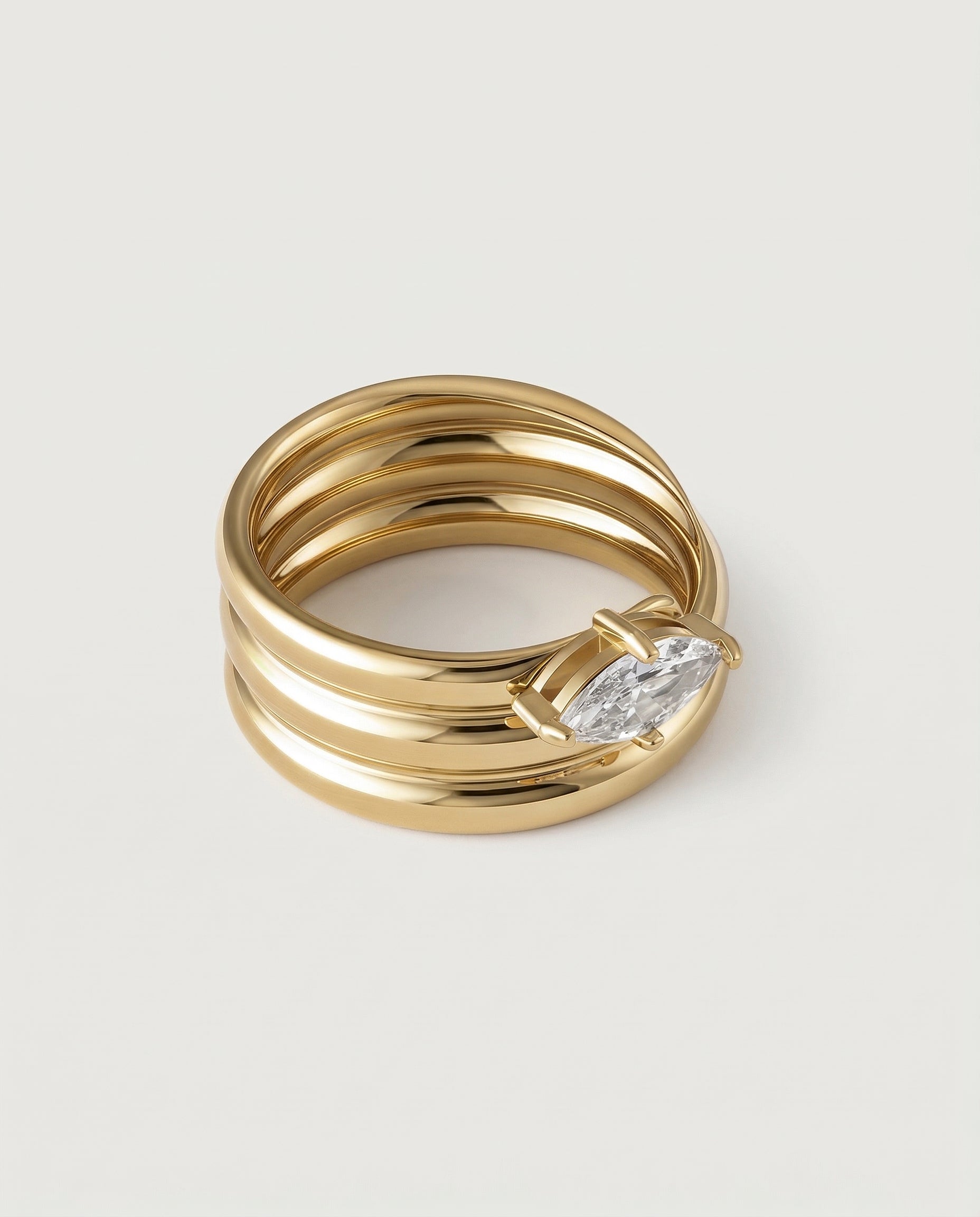 bold statement gold plated ring with big zirconia stone