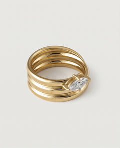 bold statement gold plated ring with big zirconia stone