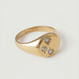 signet ring with 3 crystals